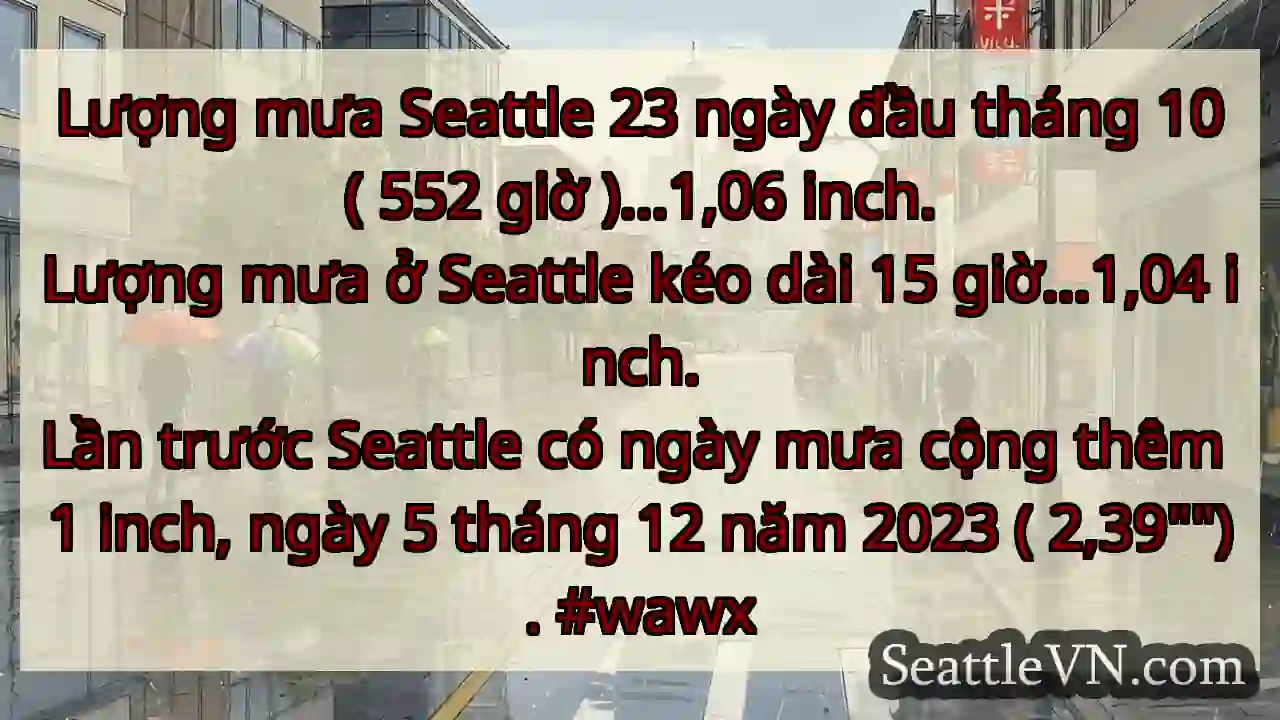 Lượng mưa Seattle 23 ngày đầu tháng 10