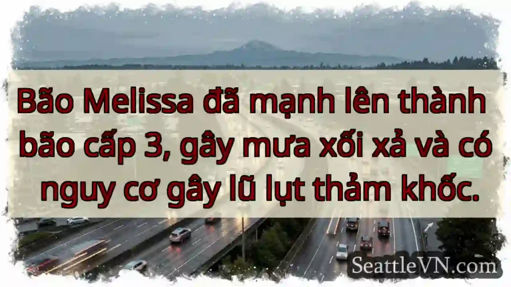 Bão Melissa đã mạnh lên thành bão cấp 3, gây mưa