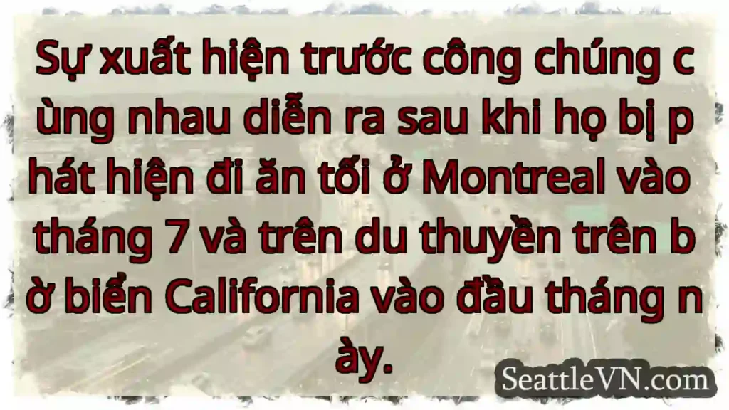 Sự xuất hiện trước công chúng cùng nhau diễn ra