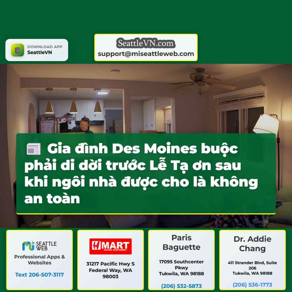 Gia đình Des Moines buộc phải di dời trước Lễ Tạ