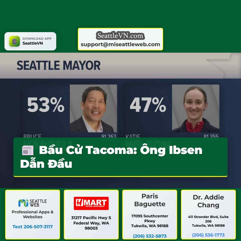Bầu Cử Tacoma: Ông Ibsen Dẫn Đầu