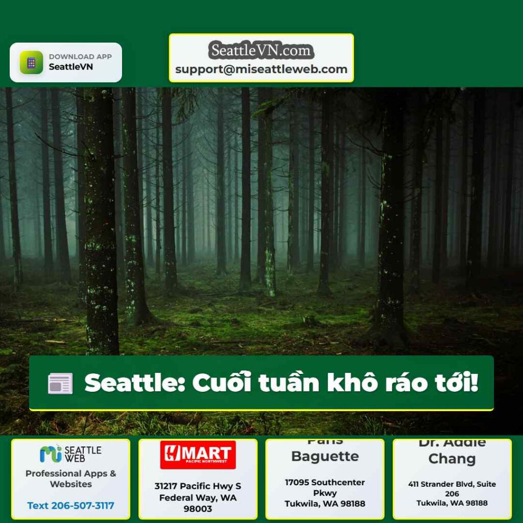 Seattle: Cuối tuần khô ráo tới!