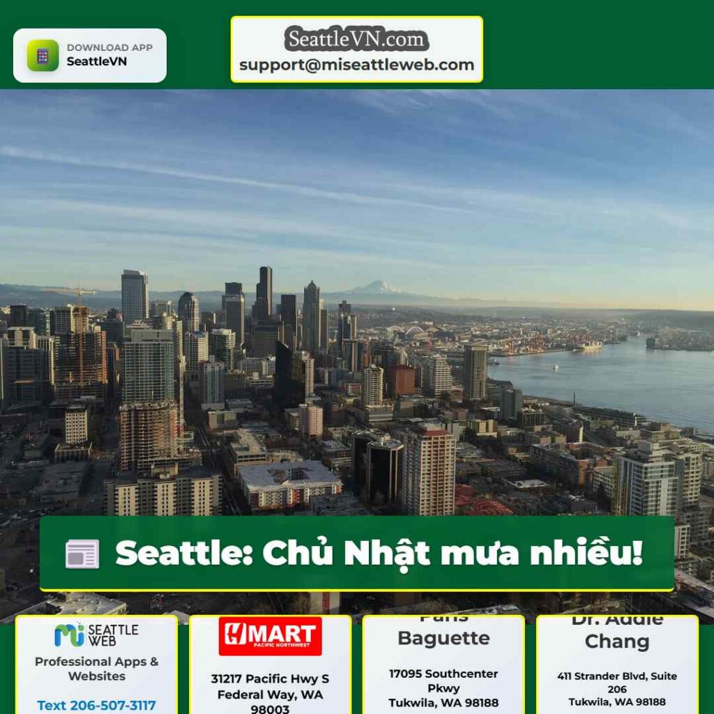 Seattle: Chủ Nhật mưa nhiều!
