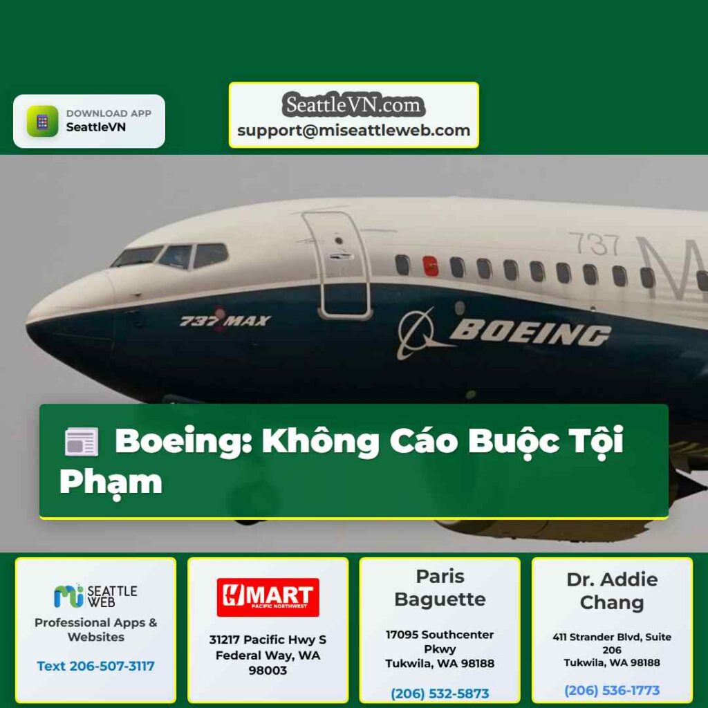 Boeing: Không Cáo Buộc Tội Phạm
