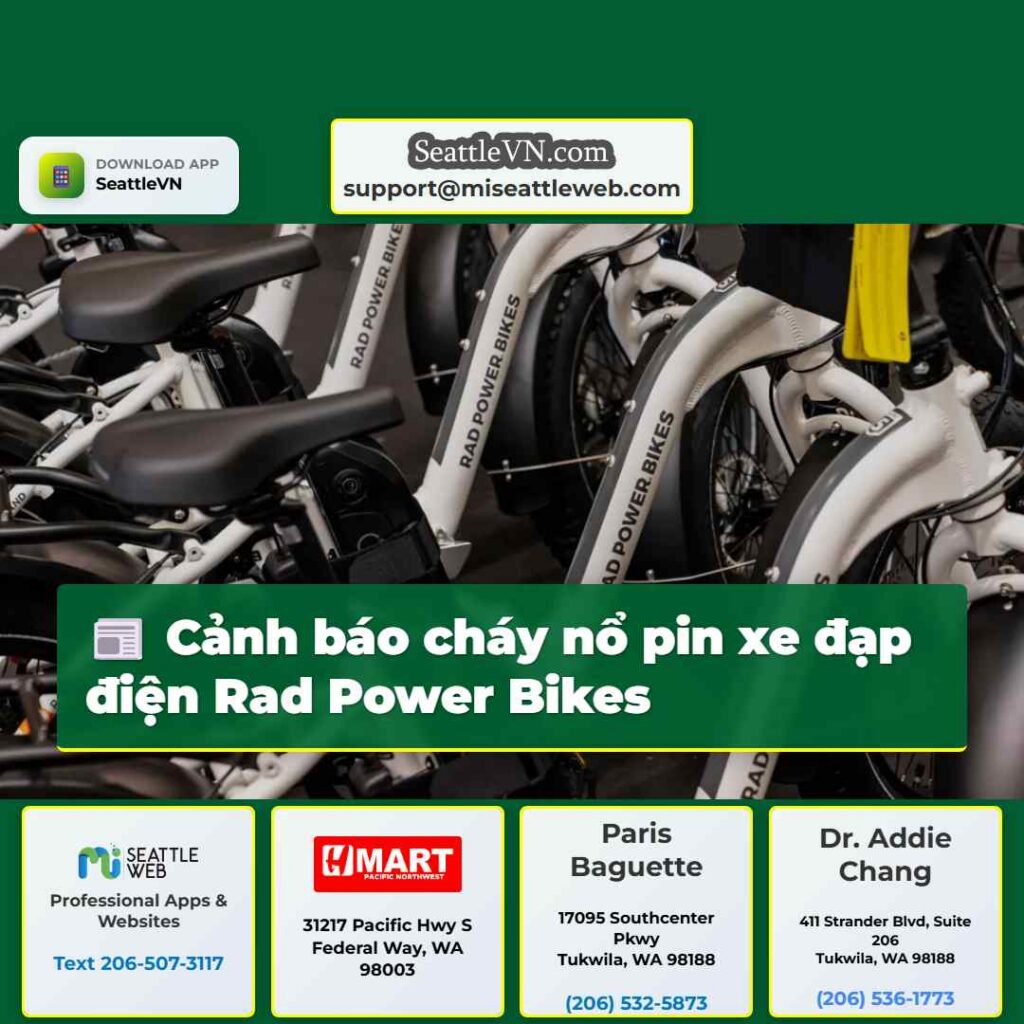 Cảnh báo cháy nổ pin xe đạp điện Rad Power Bikes