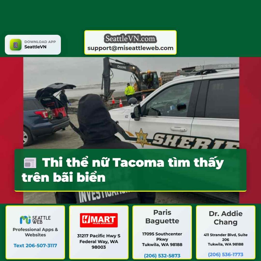 Thi thể nữ Tacoma tìm thấy trên bãi biển