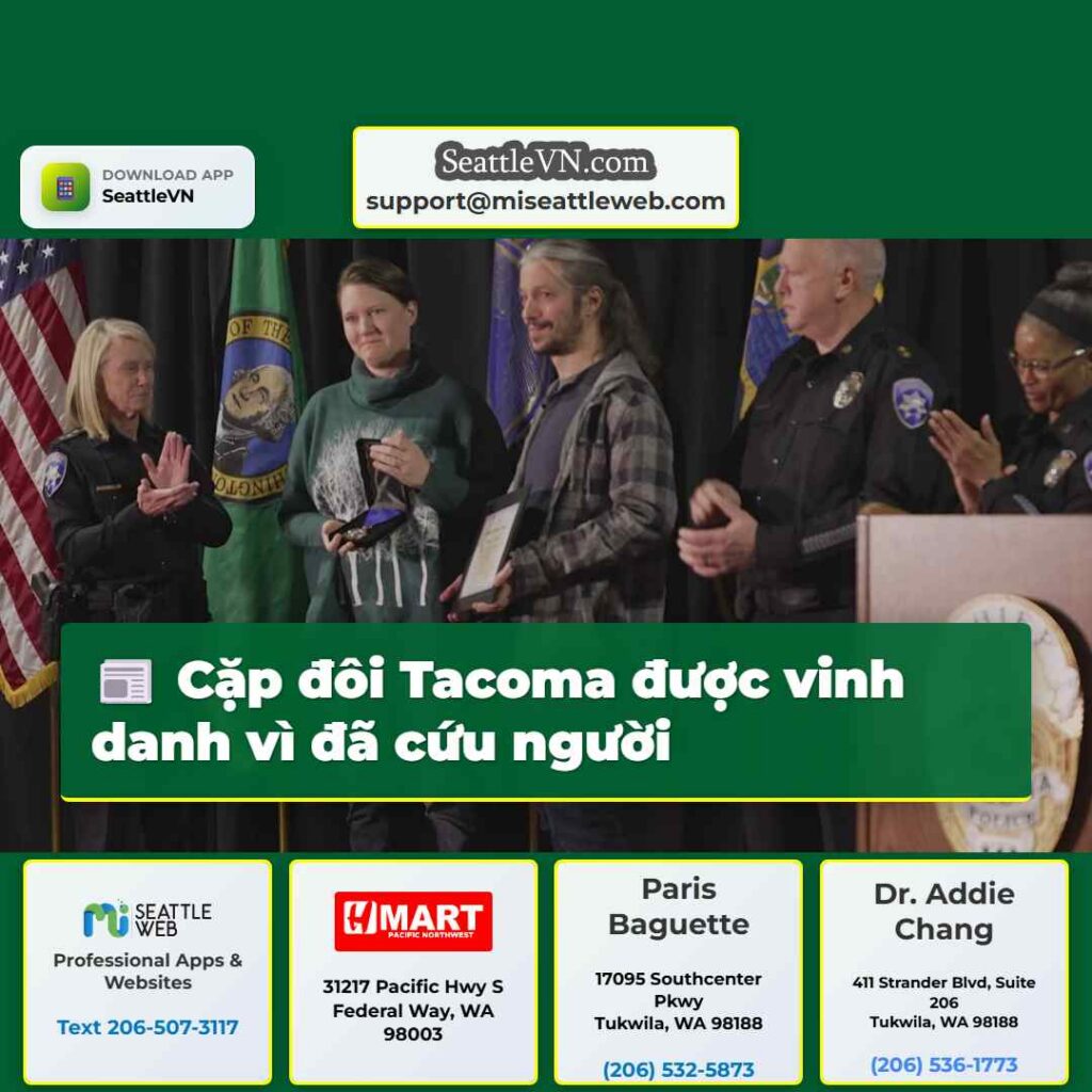 Cặp đôi Tacoma được vinh danh vì đã cứu người