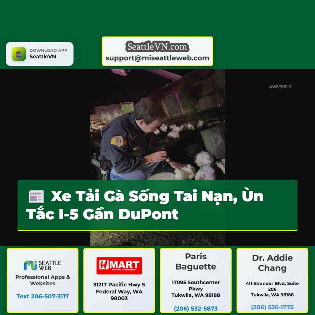 Xe Tải Gà Sống Tai Nạn, Ùn Tắc I-5 Gần DuPont