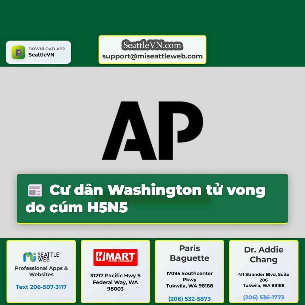 Cư dân Washington tử vong do cúm H5N5