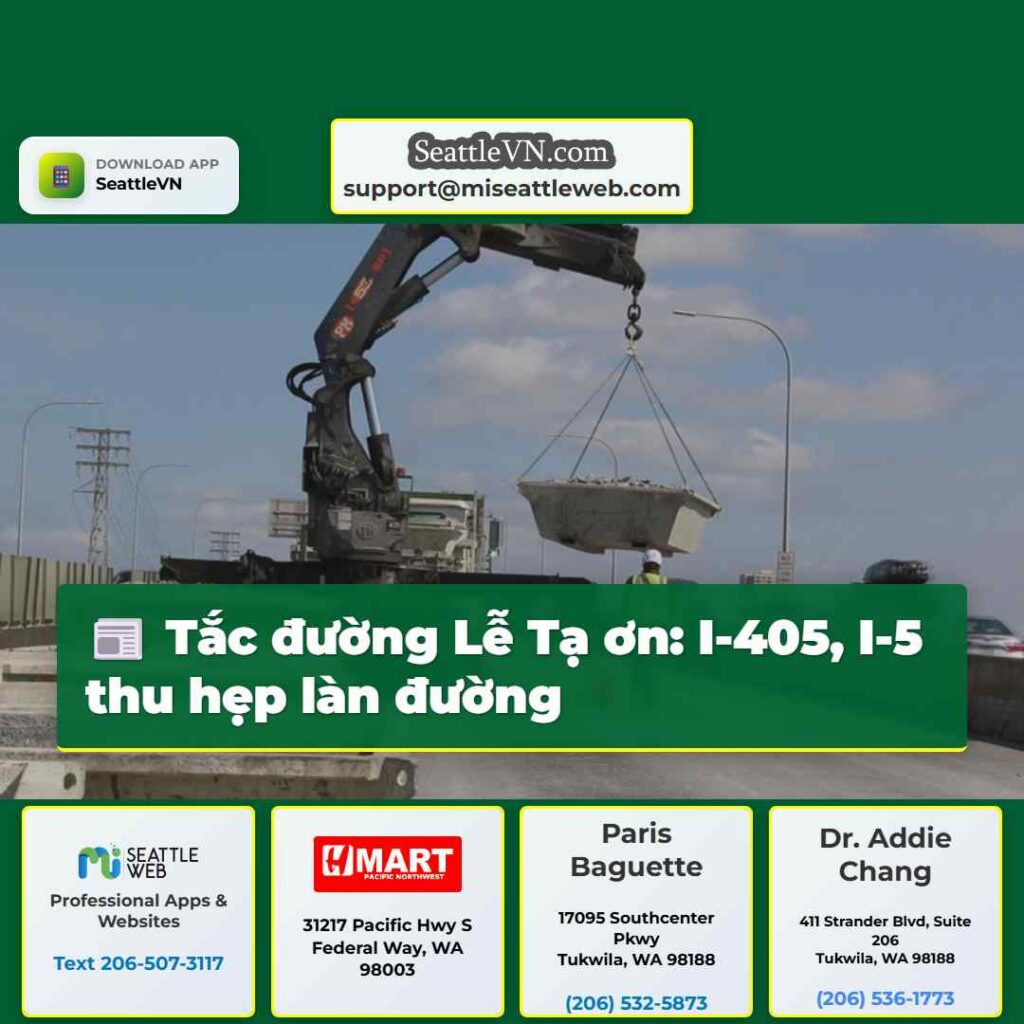 Tắc đường Lễ Tạ ơn: I-405, I-5 thu hẹp làn đường