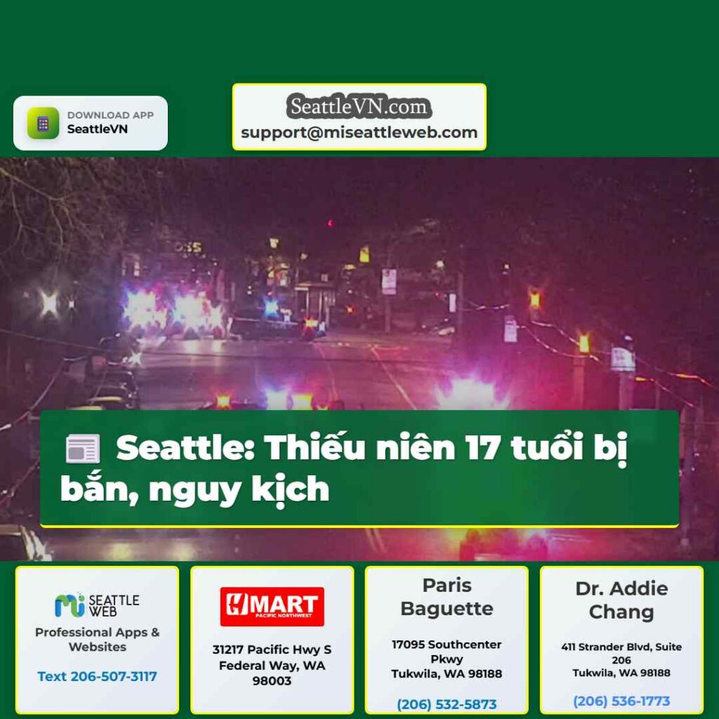 Seattle: Thiếu niên 17 tuổi bị bắn, nguy kịch