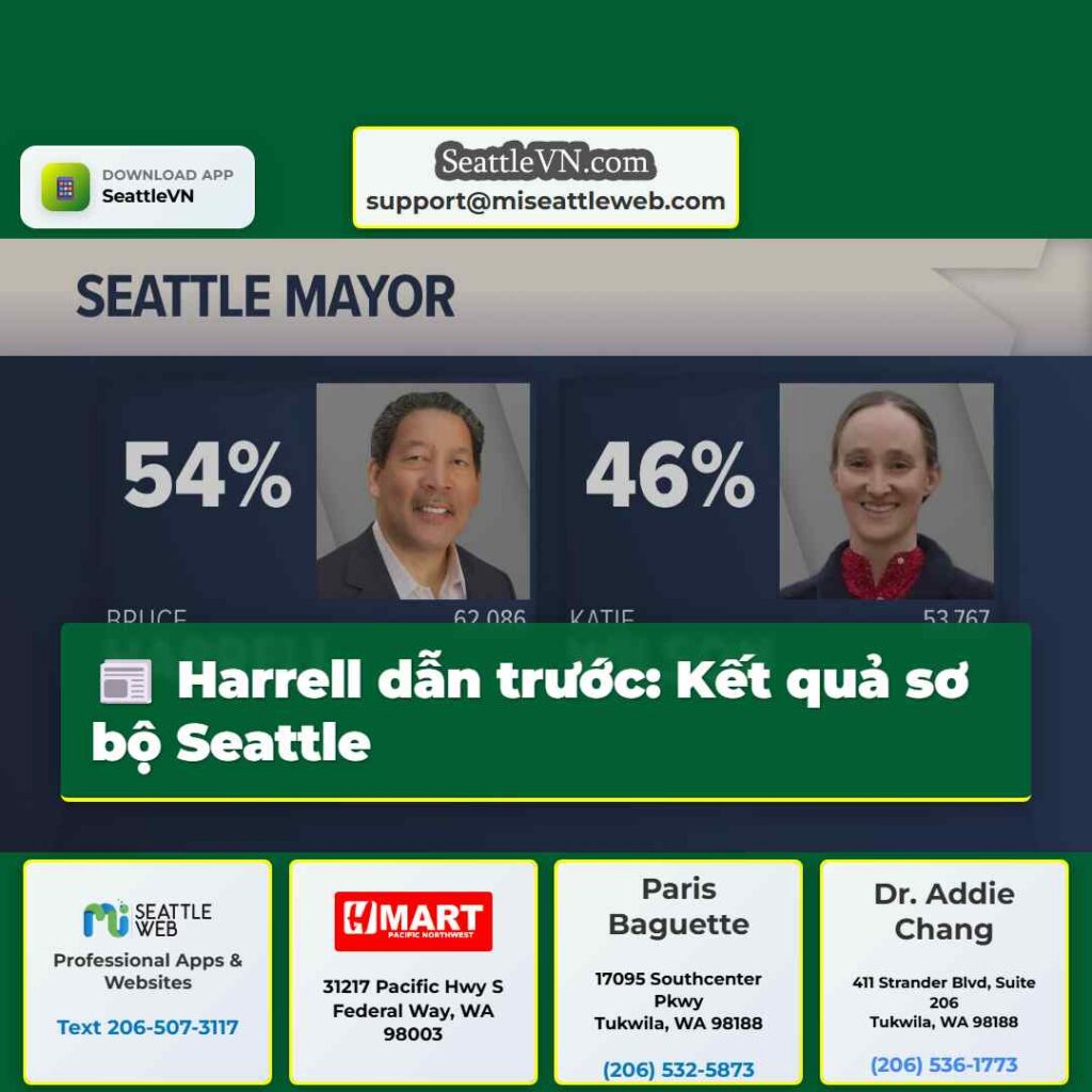 Harrell dẫn trước: Kết quả sơ bộ Seattle
