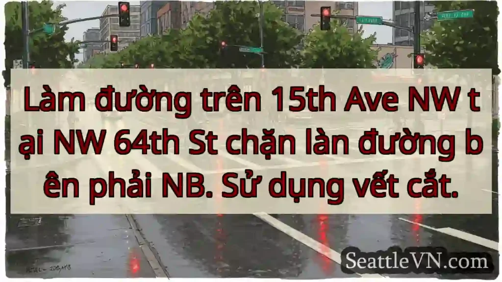 Làm đường trên 15th Ave NW tại NW 64th St chặn