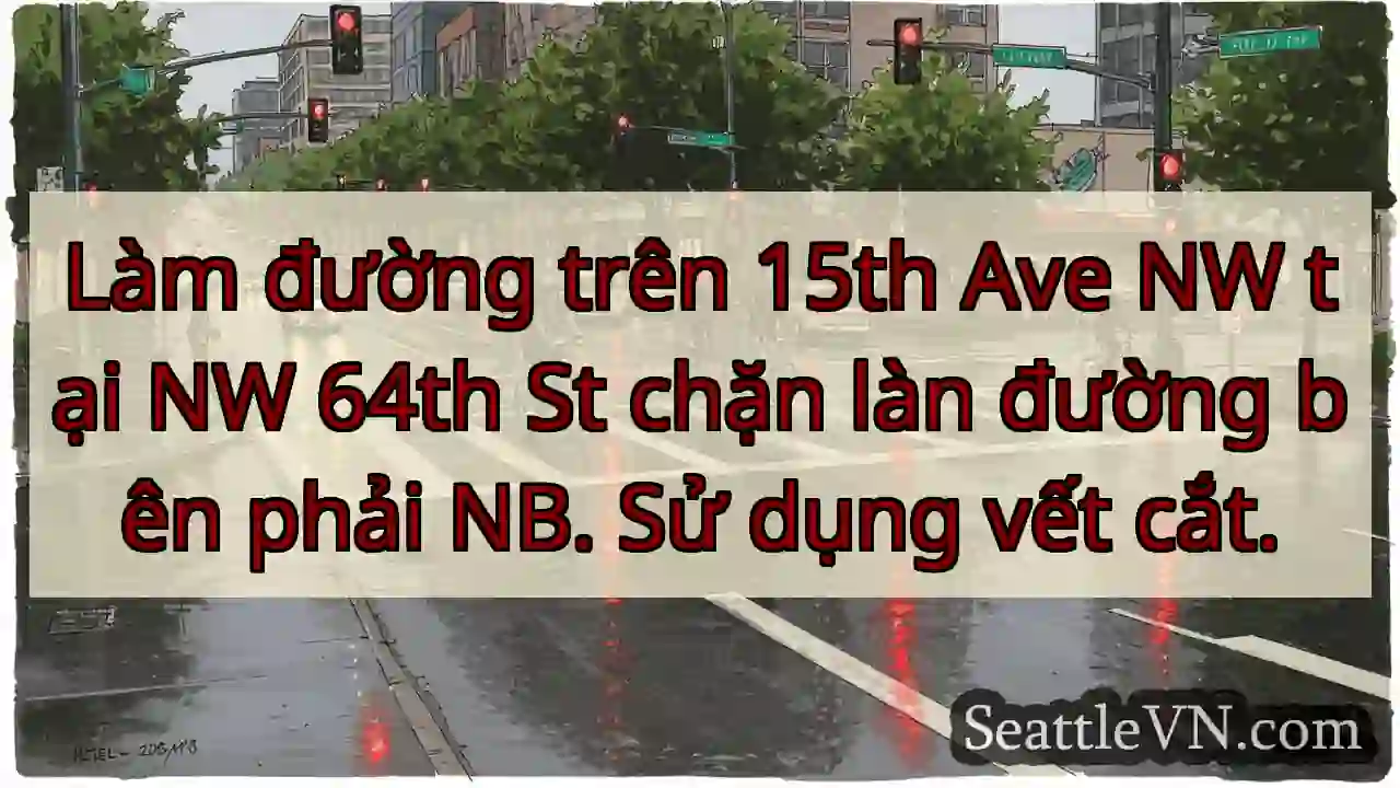 Làm đường trên 15th Ave NW tại NW 64th St chặn