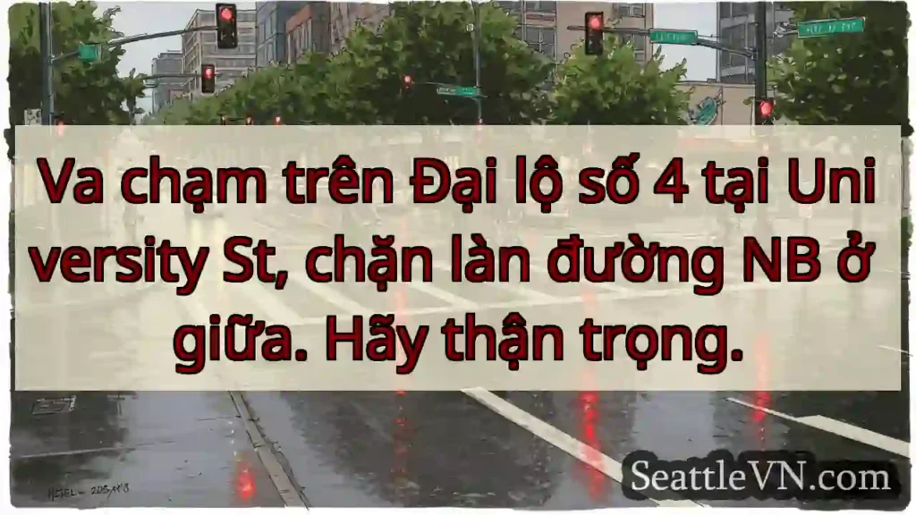 Va chạm trên Đại lộ số 4 tại University St, chặn