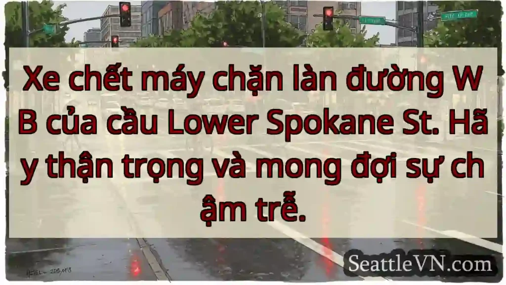 Xe chết máy chặn làn đường WB của cầu Lower