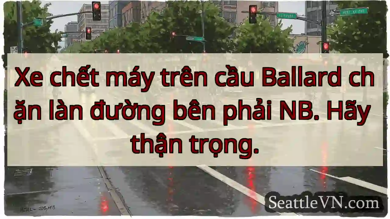 Xe chết máy trên cầu Ballard chặn làn đường bên