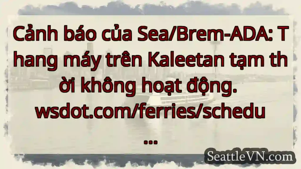 Cảnh báo của Sea/Brem-ADA: Thang máy trên