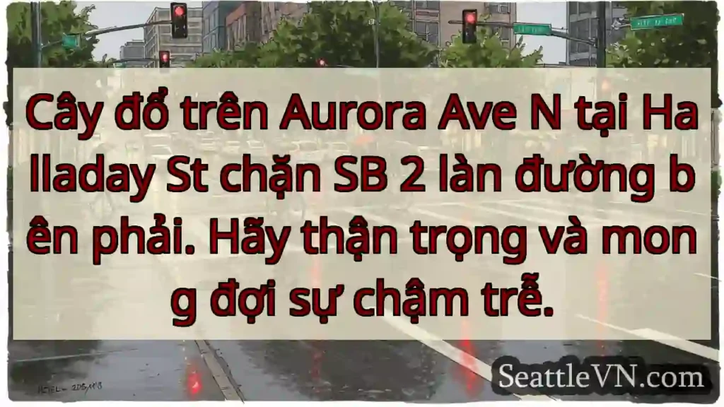 Cây đổ trên Aurora Ave N tại Halladay St chặn SB