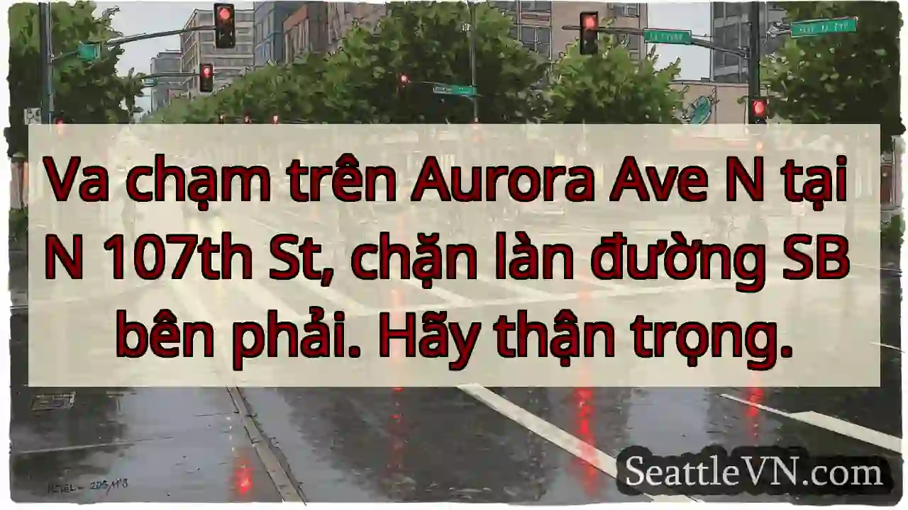 Va chạm trên Aurora Ave N tại N 107th St, chặn