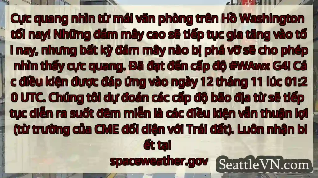 Cực quang nhìn từ mái văn phòng trên Hồ