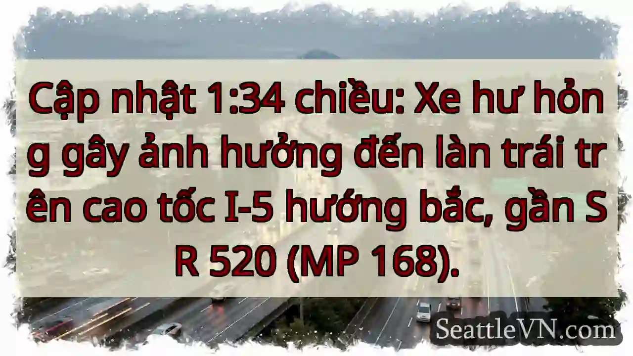 Tắc đường I-5! Làn trái bị ảnh hưởng.