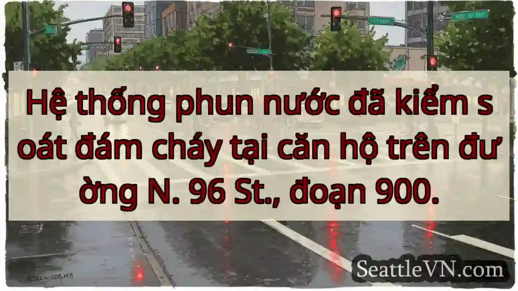 Cháy căn hộ! Hệ thống phun nước hoạt động.