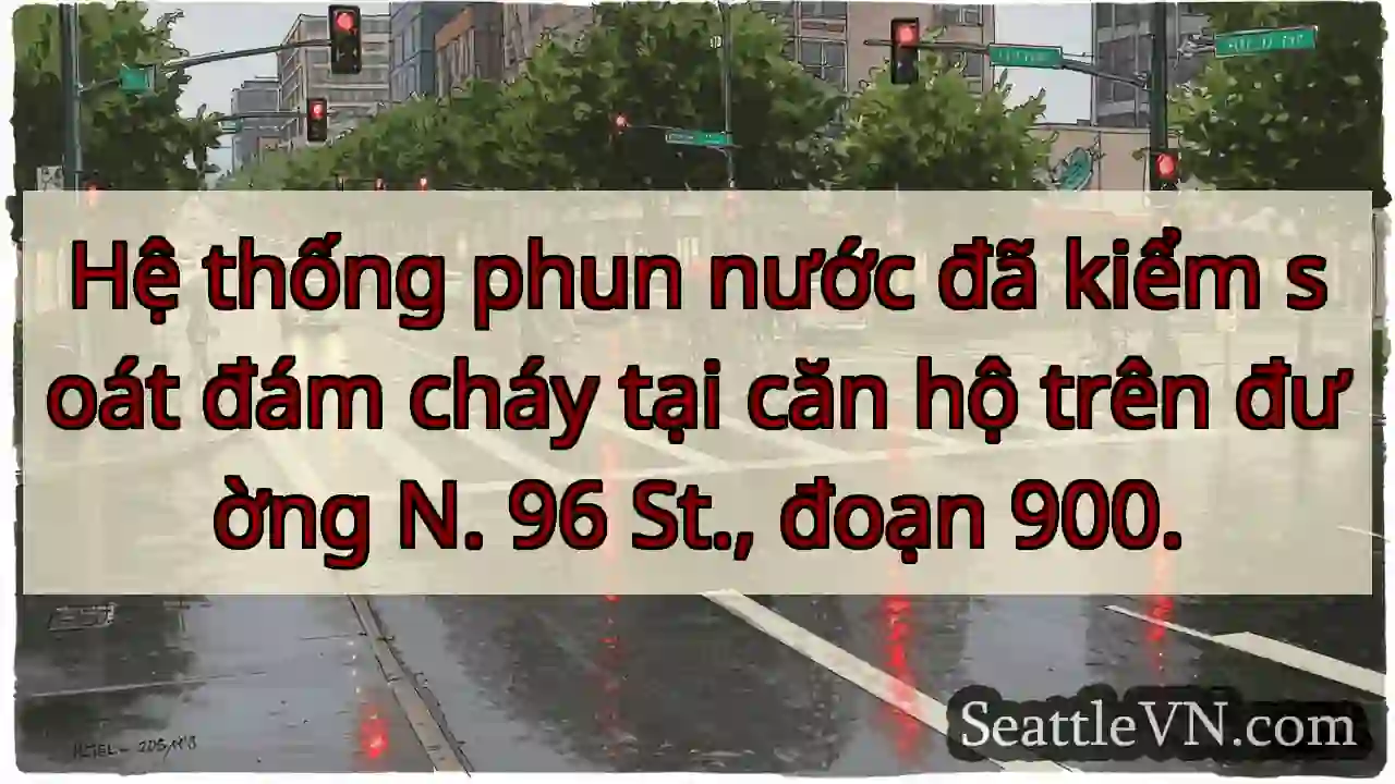 Cháy căn hộ! Hệ thống phun nước hoạt động.