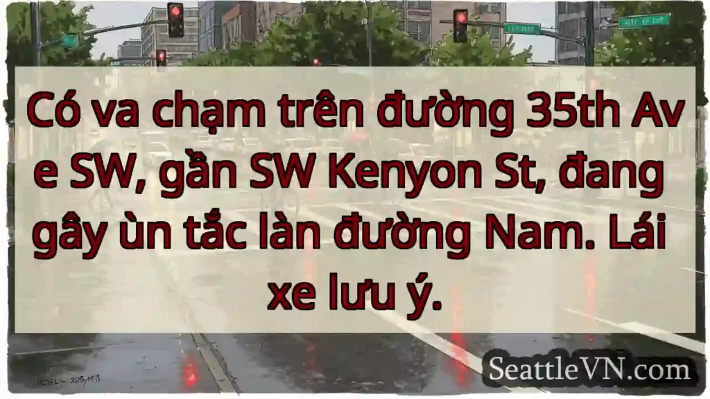 Va chạm 35th Ave SW. Ùn tắc Nam.