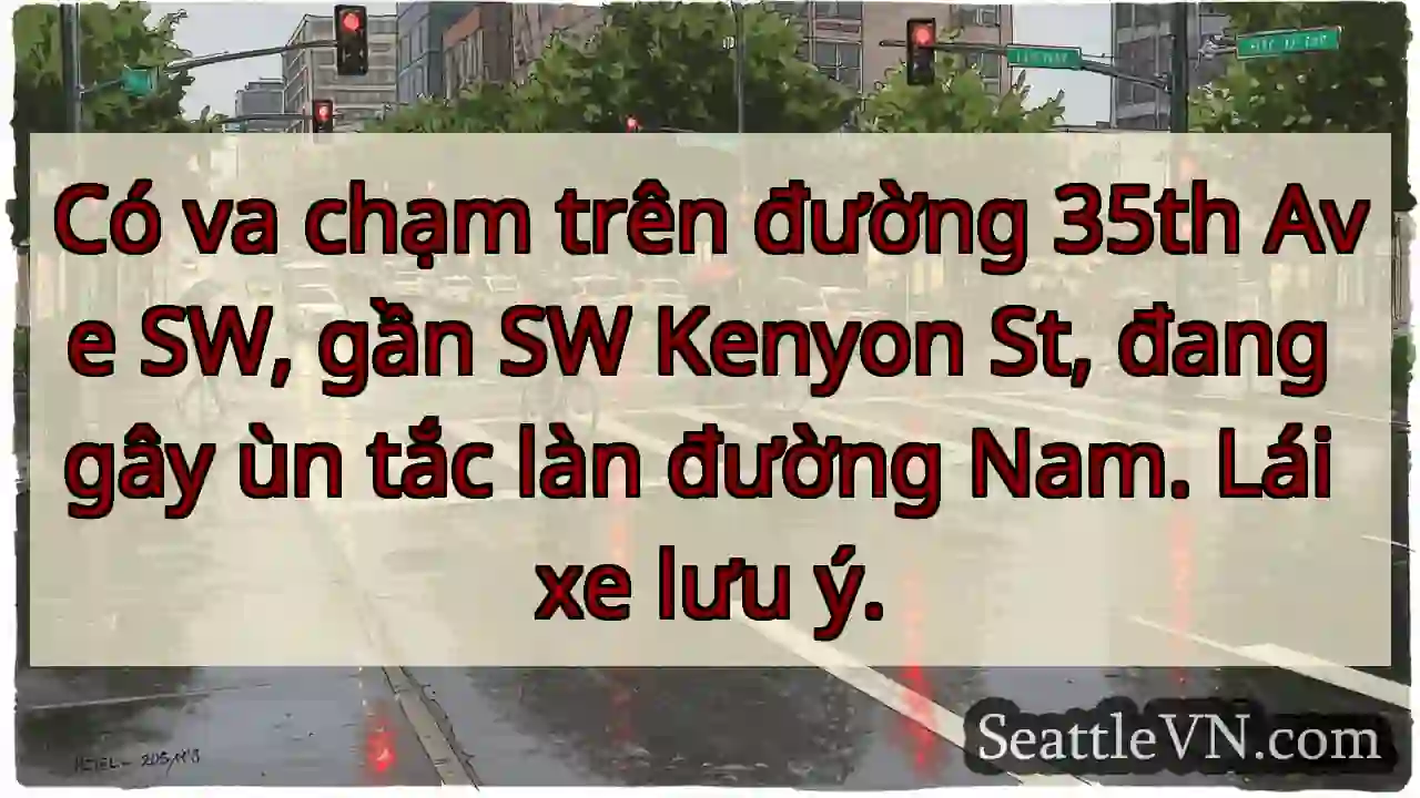 Va chạm 35th Ave SW. Ùn tắc Nam.
