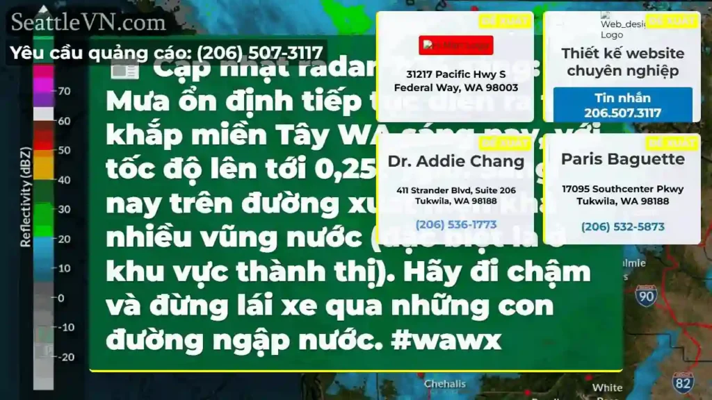 Cập nhật radar 7:34 sáng: Mưa ổn định tiếp tục