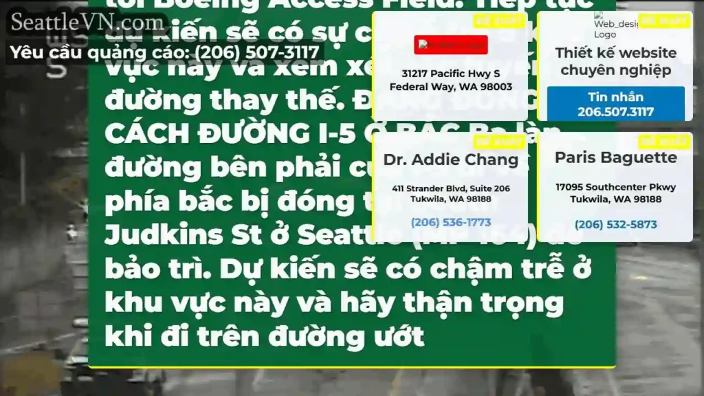 CẬP NHẬT: Trên NB I-5 tại South Judkins St ở