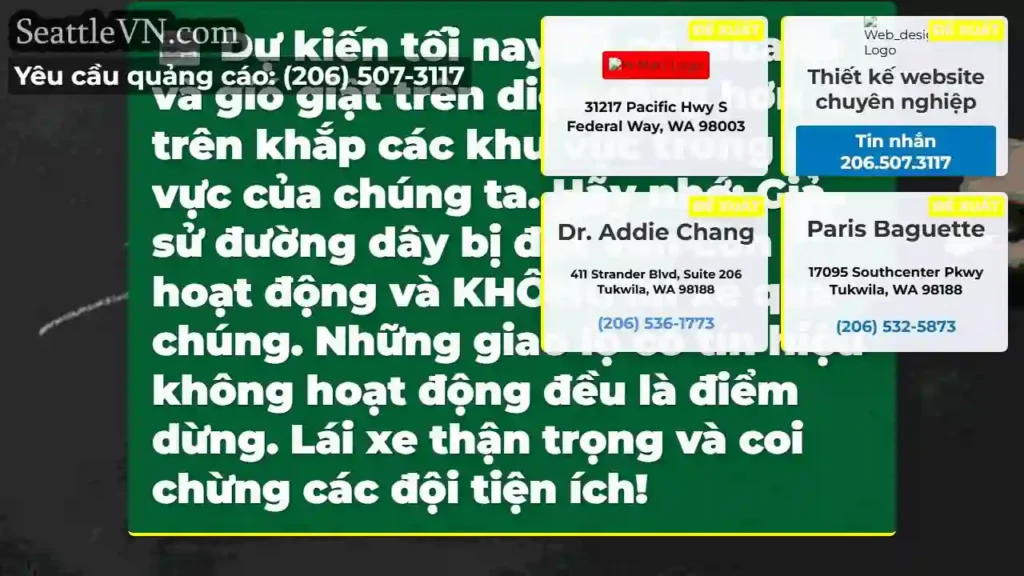 Dự kiến ​​tối nay sẽ có mưa to và gió giật trên