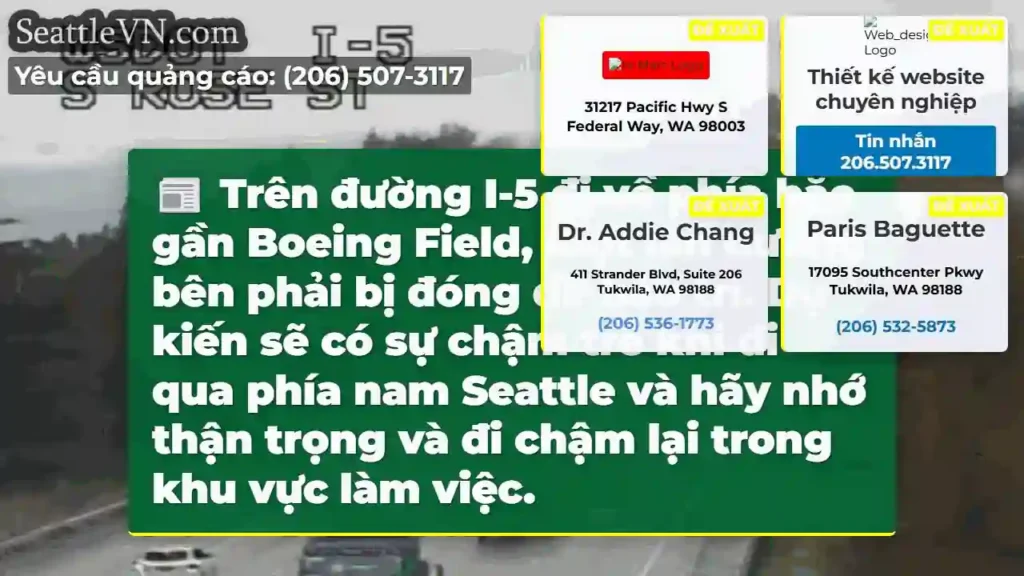 Trên đường I-5 đi về phía bắc gần Boeing Field,