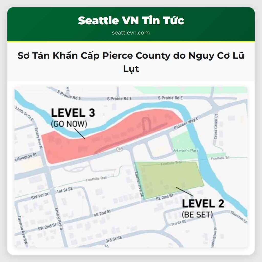 Sơ Tán Khẩn Cấp Pierce County do Nguy Cơ Lũ Lụt