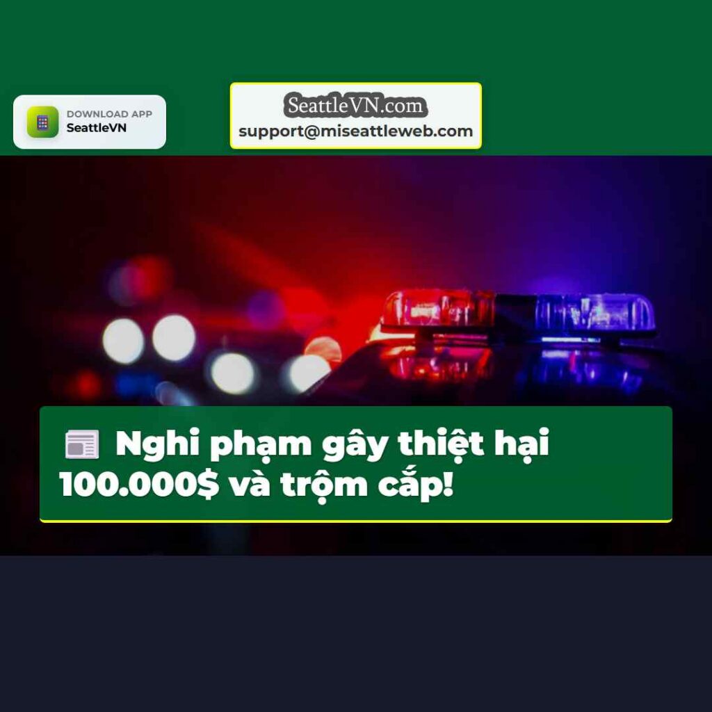 Nghi phạm gây thiệt hại 100.000$ và trộm cắp!