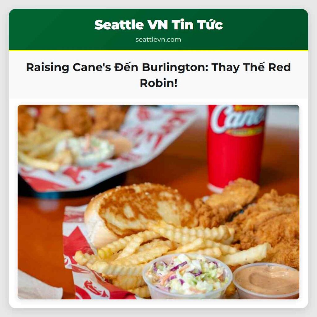 Raising Cane's Đến Burlington: Thay Thế Red Robin!