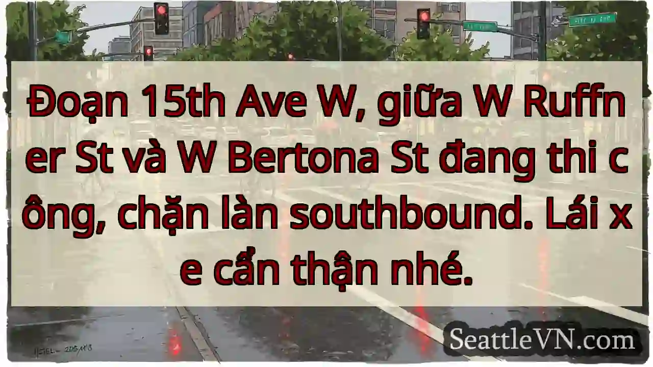 15th Ave W: Chặn southbound! Cẩn thận!