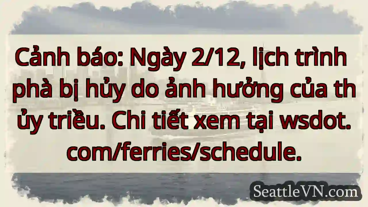 Cảnh báo phà: Ngày 2/12 bị hủy!