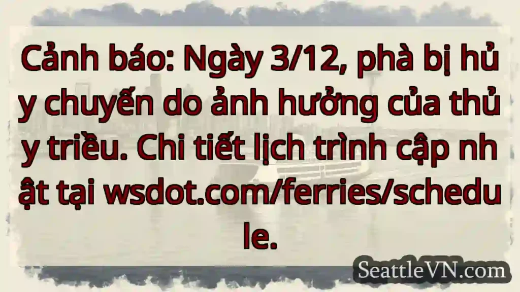 Phà hủy chuyến! 3/12, thủy triều ảnh hưởng.