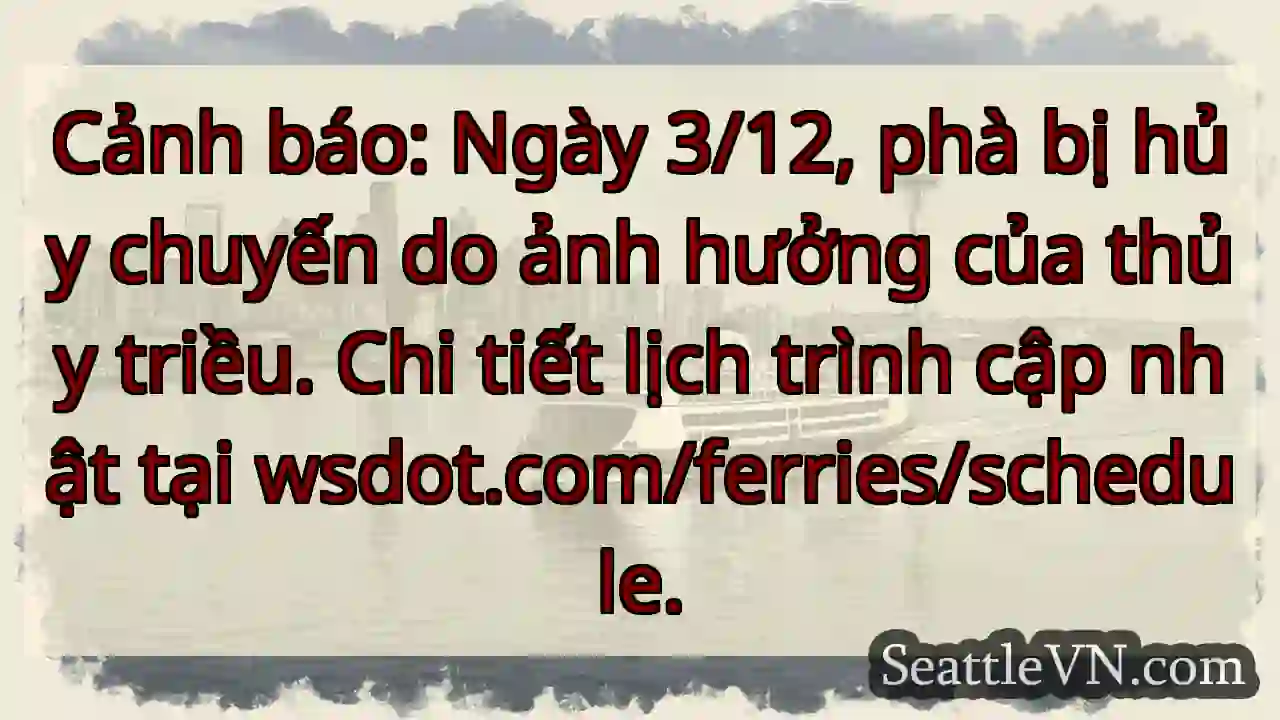 Phà hủy chuyến! 3/12, thủy triều ảnh hưởng.