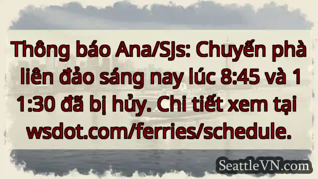 Hủy phà sáng nay! Xem chi tiết.