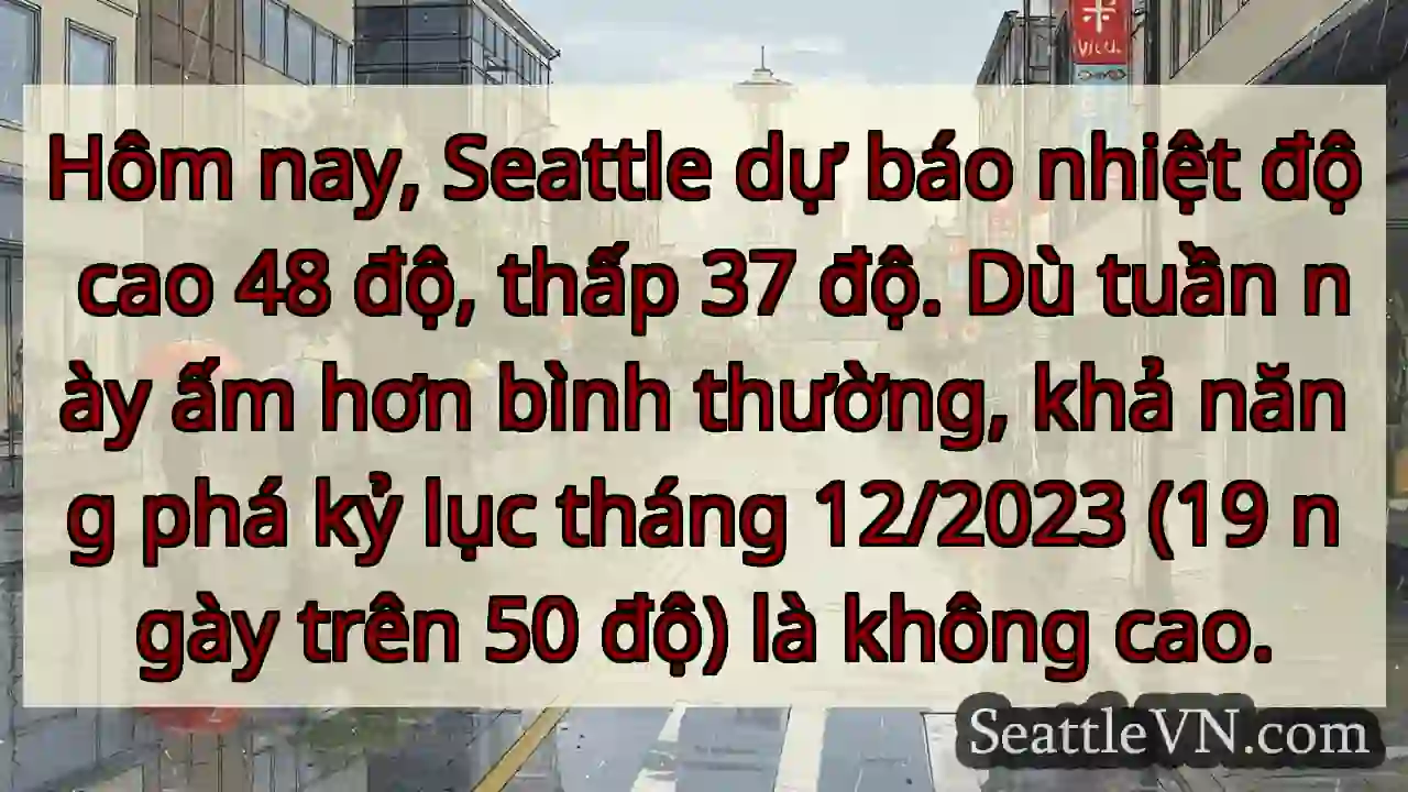 Seattle: 48°C/37°C. Ấm hơn bình thường!