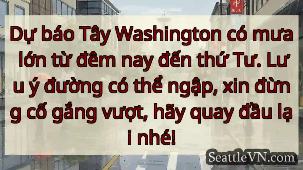Mưa lớn Tây Washington! Cẩn thận!