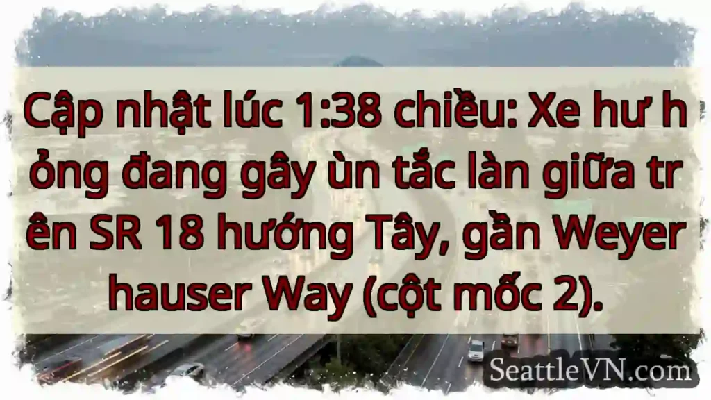 Ùn tắc SR 18 Tây, gần Weyerhauser!