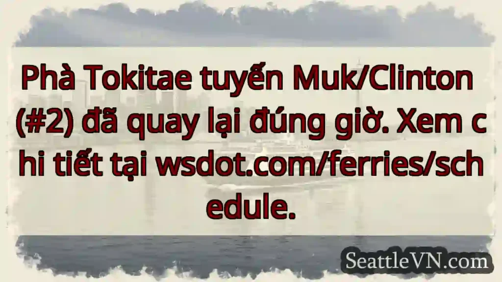 Phà Tokitae: Đúng giờ!