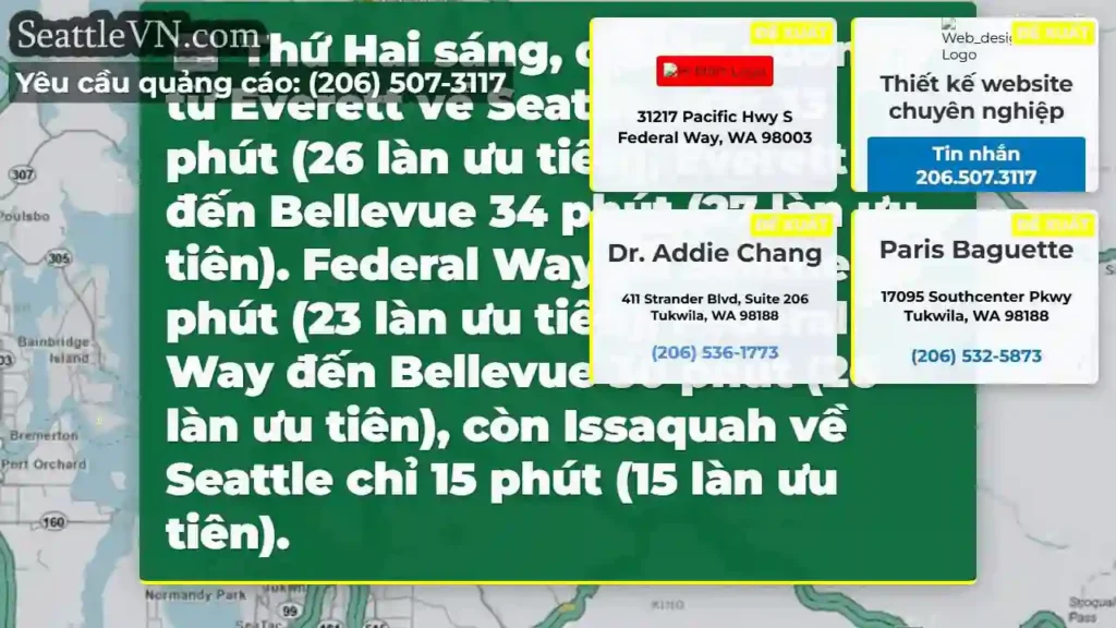 T2: Everett-Seattle: 33 phút!