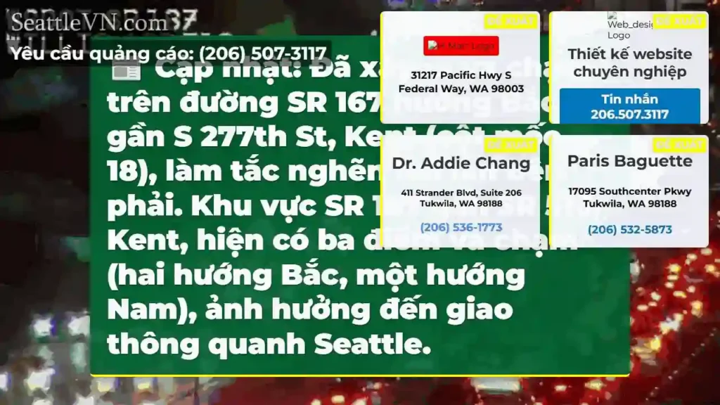 SR 167 Bắc: Va chạm, tắc đường!