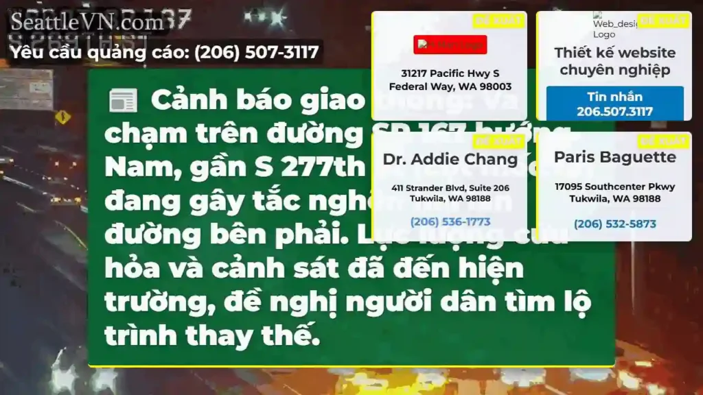 SR 167 Nam: Va chạm, tắc 2 làn!