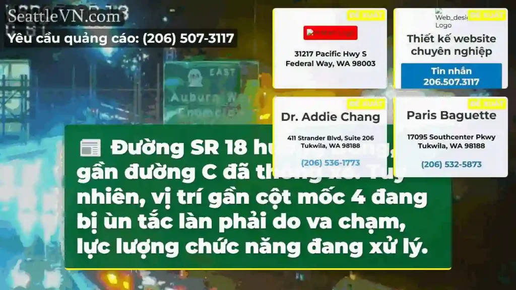 SR 18 Đông: Va chạm, ùn tắc làn phải.